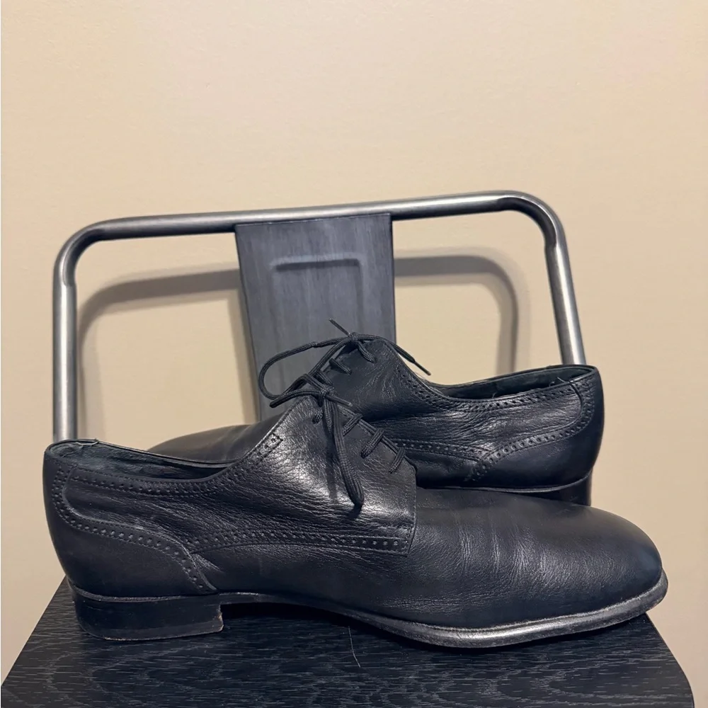 Alfeo Pisani Venezia Black Italian Leather Oxford Dress Shoes 9.5